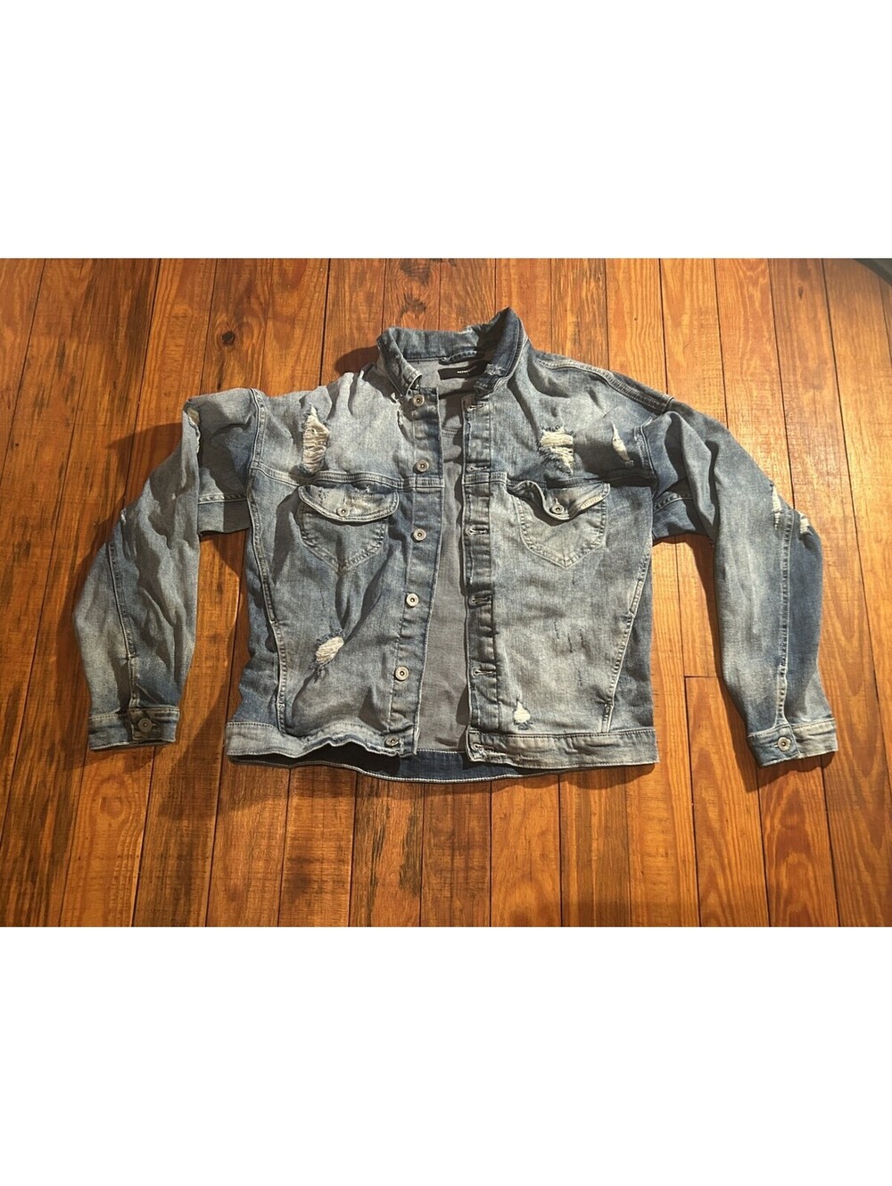 REPRESENT Denim Jacket Men’s Acid Blue Streetwear Jean Jacket Distressed